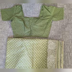 Green Sari with Matching Blouse